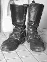 Shelley's worn out boots.